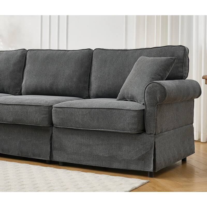 Modern L-Shaped 5-Seat Reversible Sectional Sofa Corner Couch with Rolled Arms for Living Room Apartment