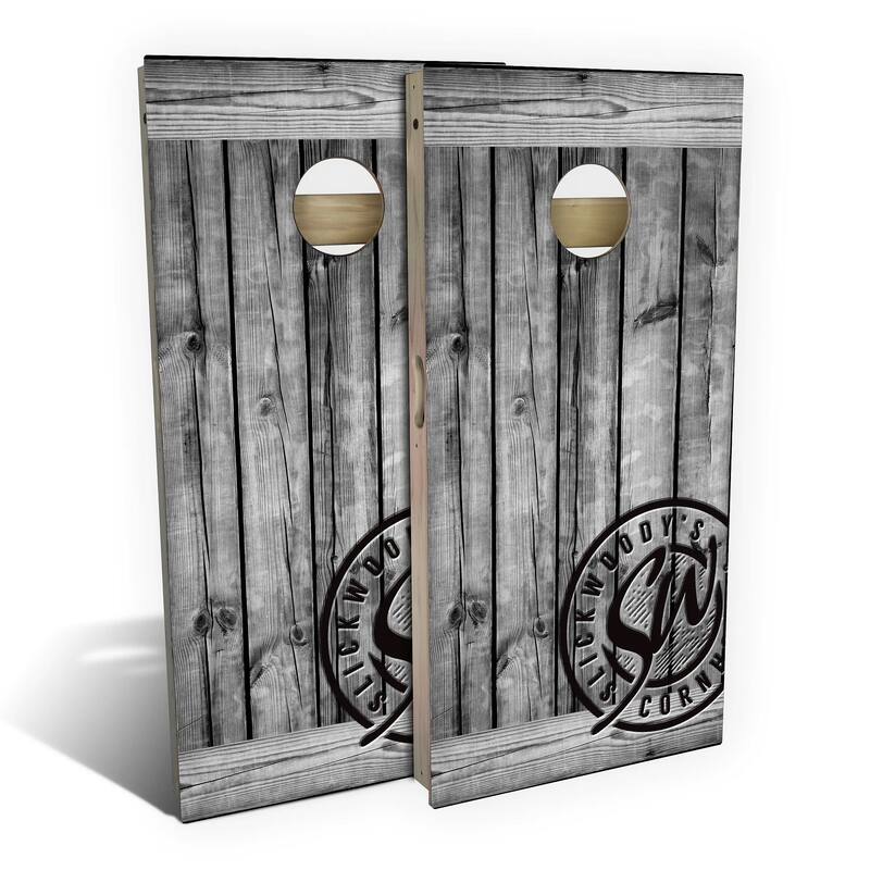 Rustic Gray Barnwood Outdoor Cornhole Board Set - All-Weather 2x4 - NO Accessories
