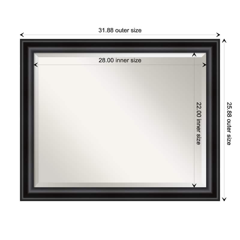 Beveled Wall Mirror - Grand Black Narrow Frame - Grand Black Narrow - 32 x 26-inch