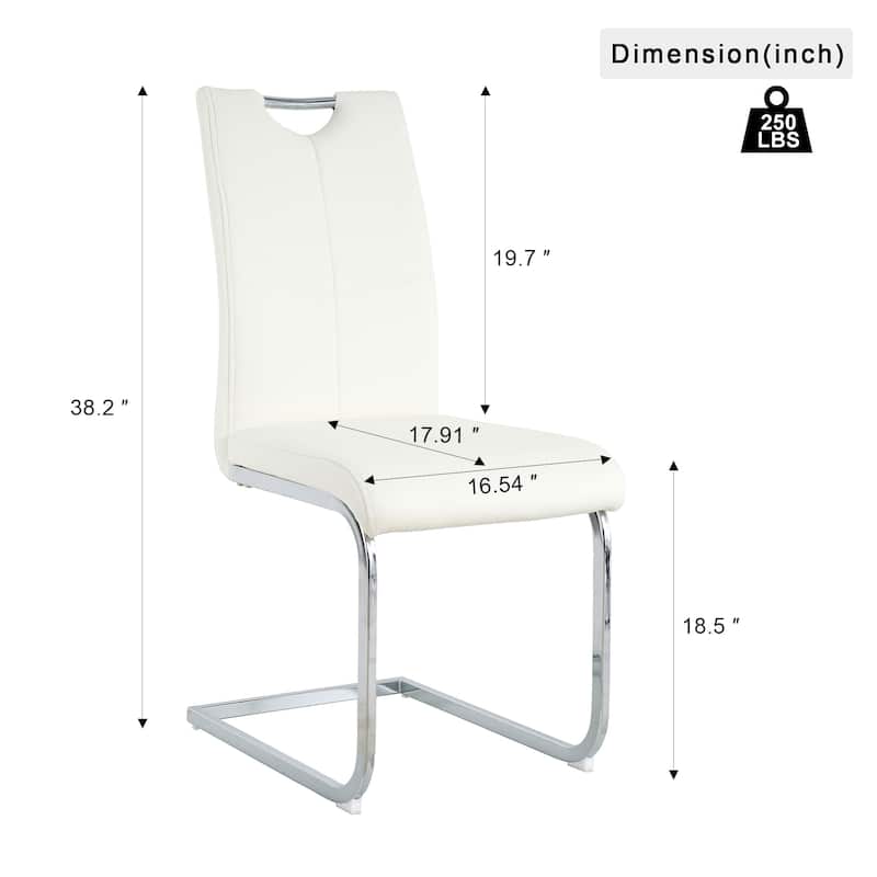 Set of 2 Modern Faux Leather Dining Chairs with Metal Legs