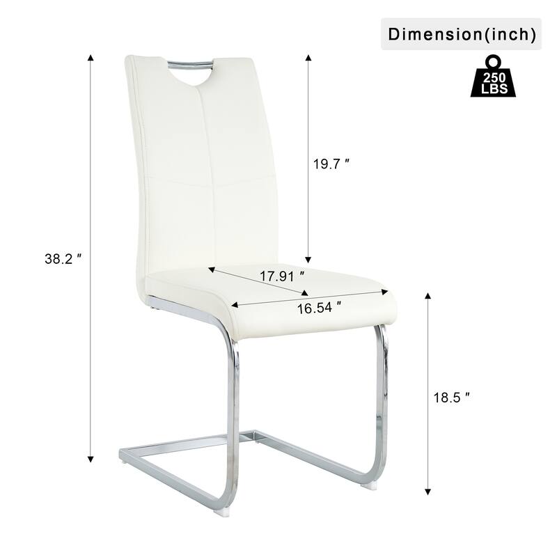 Set of 4 Padded Seat Modern Faux Leather Dining Chairs with Chrome Metal Legs