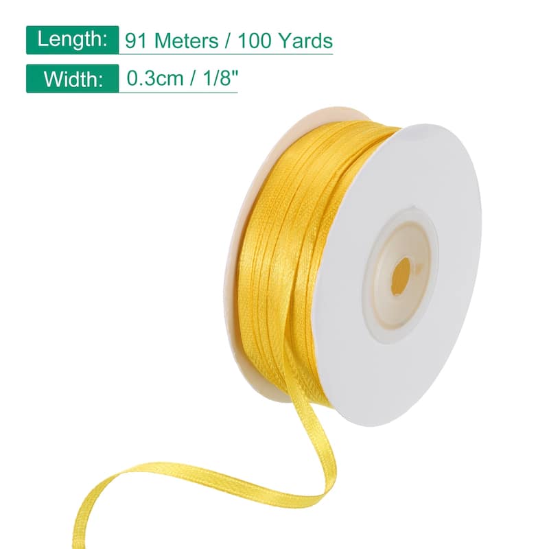 Satin Ribbon, 1/8 Inch x 100 Yards Double Face Satin Ribbon - 1/8 Inch - Golden Yellow
