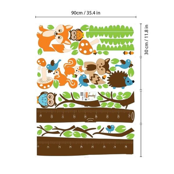 dimension image slide 0 of 3, Walplus Wall Sticker Decal Fox Tree Height Measure Chart Nursery Decor
