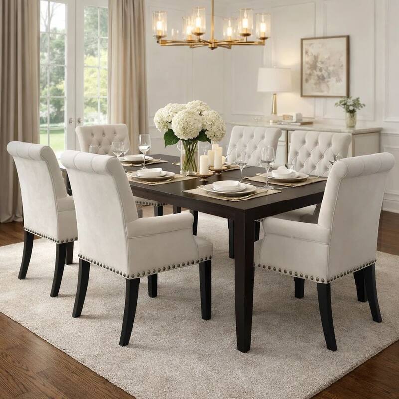 Ali 27 Inch Accent Armchair, Light Gray Fabric Button Tufted Rolled Back