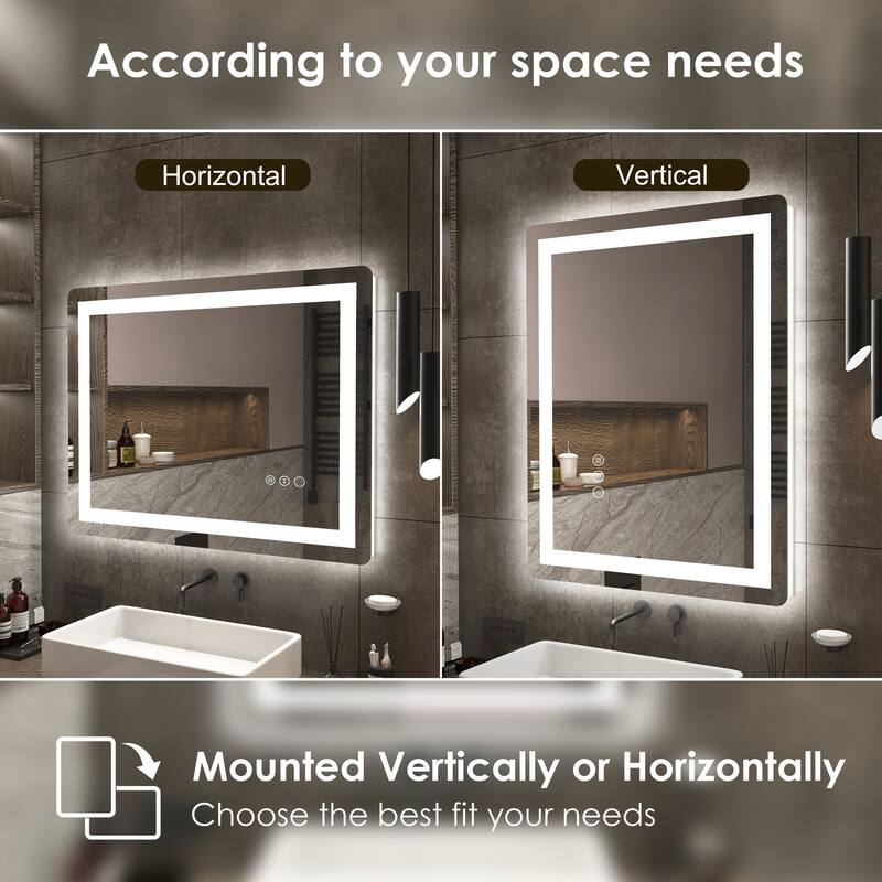 QuivaraView Frameless Front and Back LED lighted Vanity Mirror