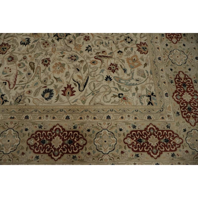Hand Knotted Oriental 100% Wool Carpet Traditional All-Over Beige & Ivories Ziegler Area Rug - 10' 4'' X 8' 1''