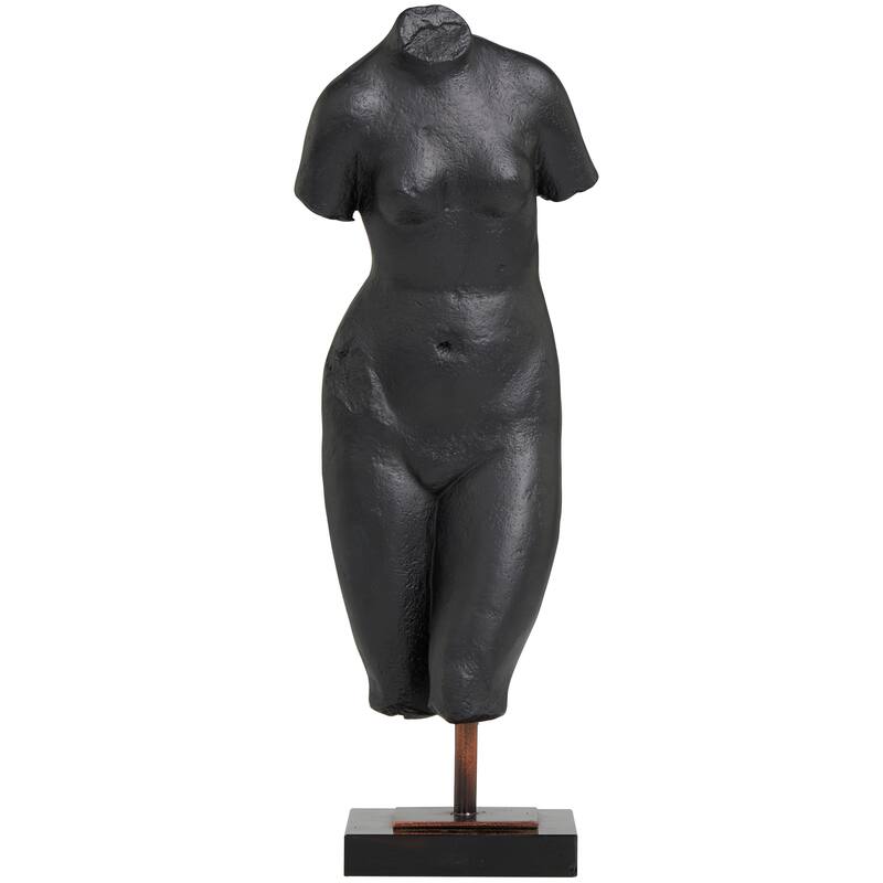 Black Polystone Woman Decorative Sculpture