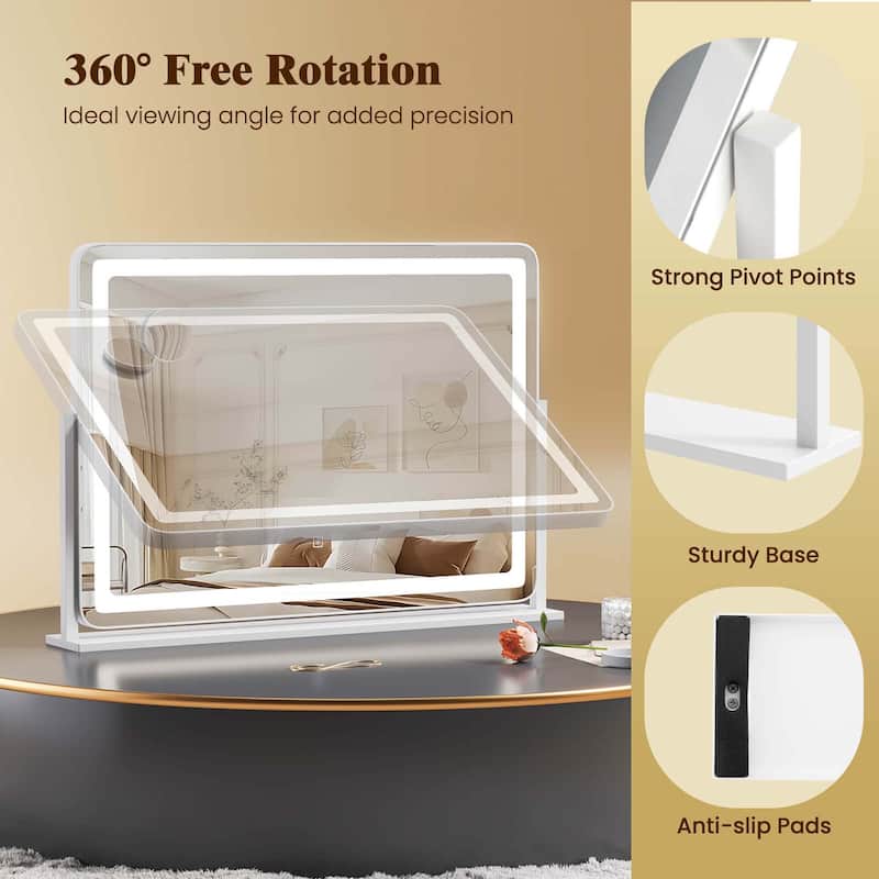 Lighted Vanity Makeup Mirror Shatterproof LED Mirror w/ Touch Control - White