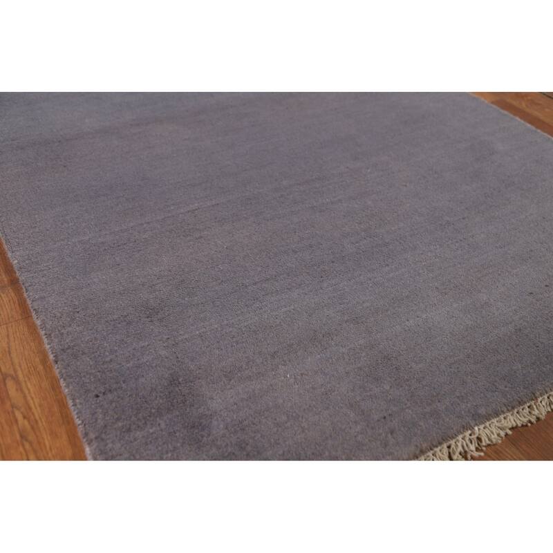 Gray Blue Modern Gabbeh Oriental Runner Rug Handmade Wool Carpet - 3'0"x 11'3"