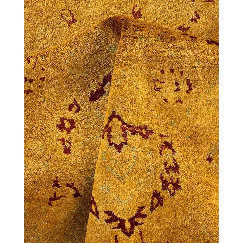 Overton Hand Knotted Wool Vintage Inspired Modern Contemporary Overdyed Gold Area Rug - 6' 2" x 14' 10"