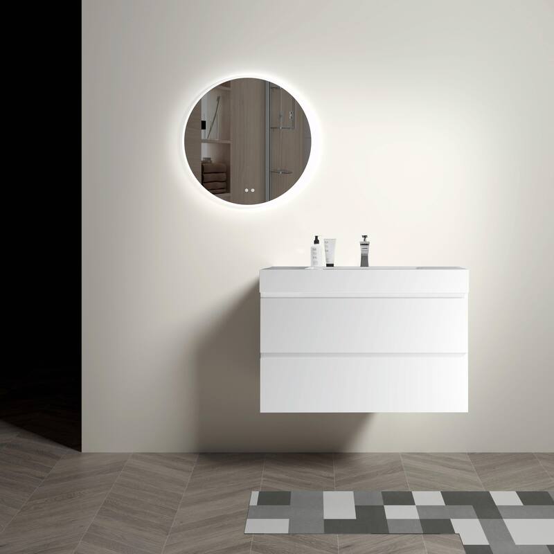 36"/30"/24" Floating Bathroom Vanity with Sink, Wall-Mounted Storage Cabinet
