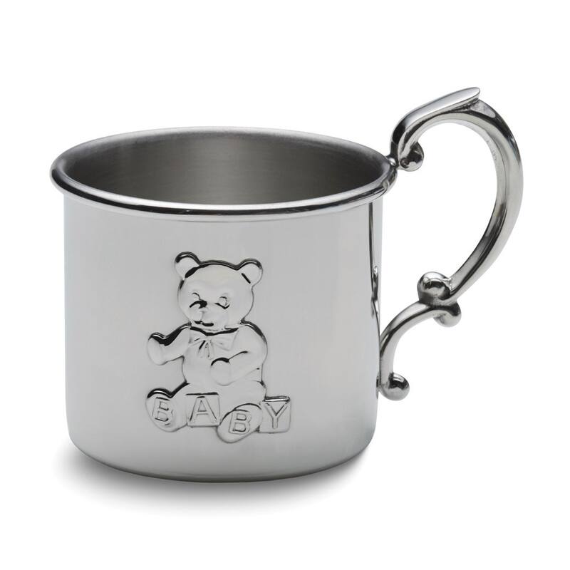 Curata Polished Pewter Teddy Bear Baby Cup