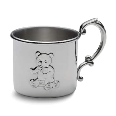 Curata Polished Pewter Teddy Bear Baby Cup