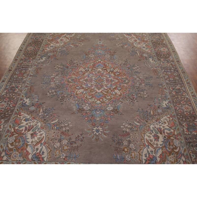 Tabriz Vintage Persian Area Rug Handmade Wool Carpet - 9'9" x 12'9"