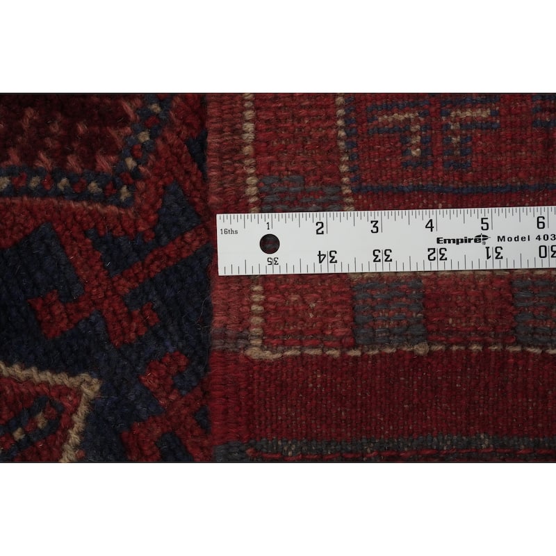 Hand Knotted Oriental 100% Wool Carpet Traditional Tribal Red Balouch Runner Rug - 7' 8'' X 2' 2''