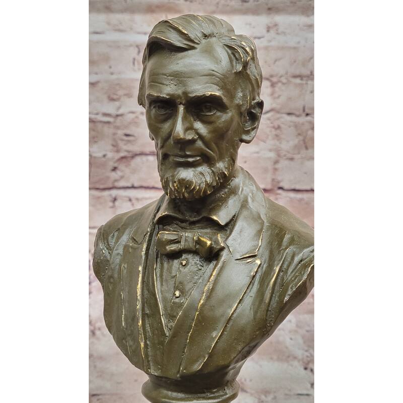 Abraham Lincoln ial Bronze Bust Sculpture Statue On Marble Base