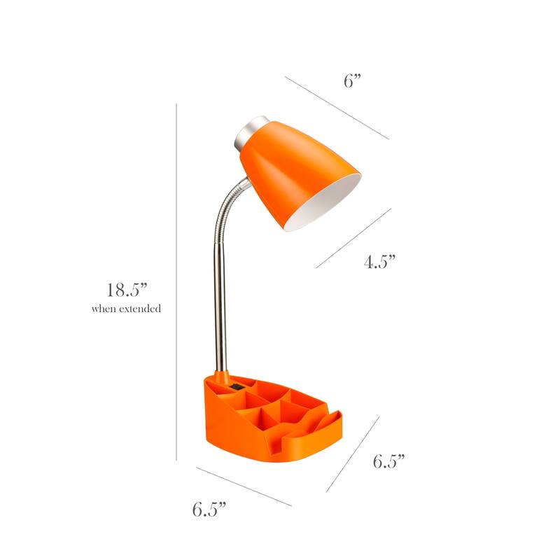 18.5 in. Chrome Finish Table Lamp with Orange Shade, Desk Lamp for Writing and Computer Desks
