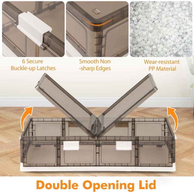 1/2PCS Containers Double Opening Collapsible Rolling Storage Boxes