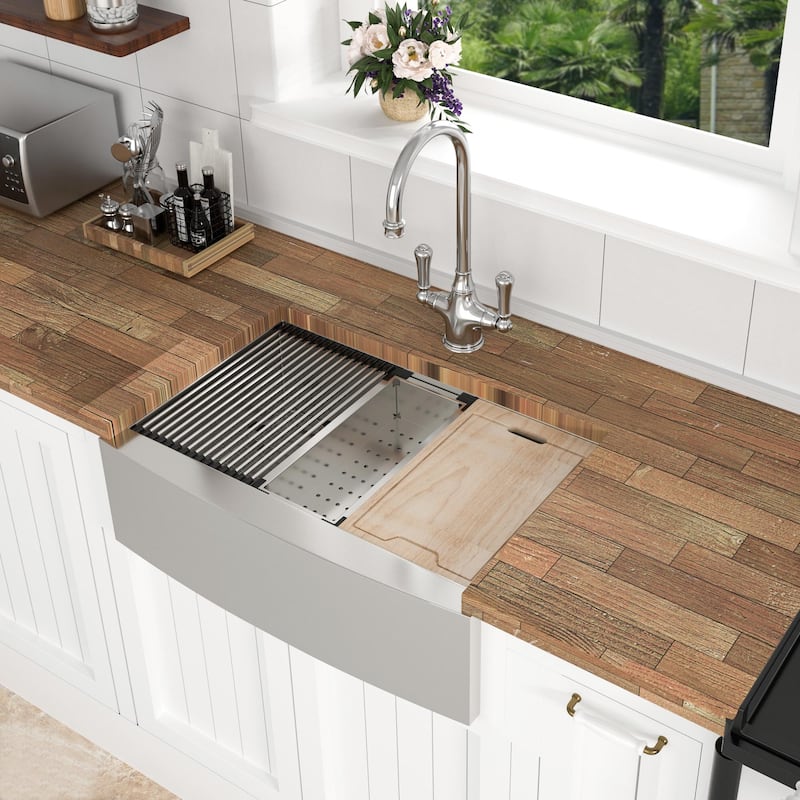 Farmhouse 18-Gauge Stainless Steel Apron Front Kitchen Sink - 30" * 21" * 9"