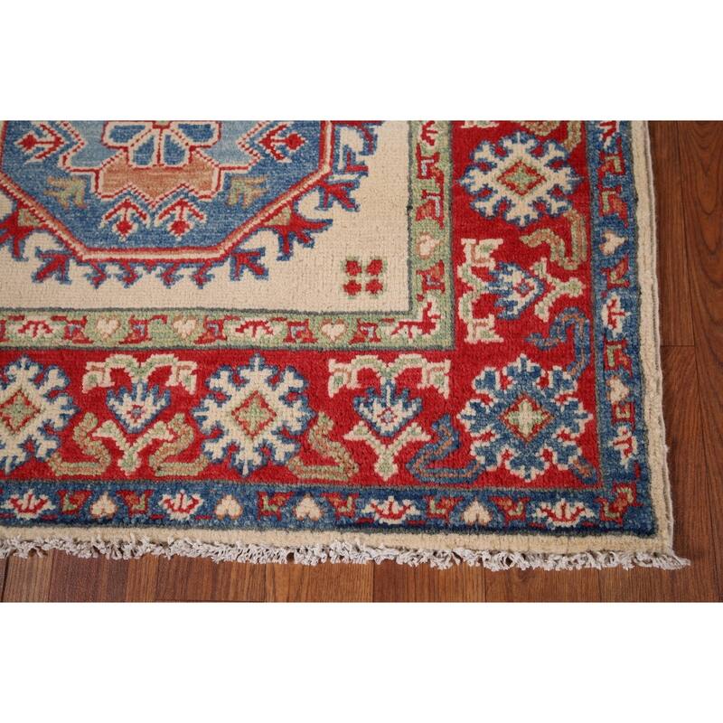 Kazak Oriental Runner Rug Hand-Knotted Traditional Beige Wool Carpet - 2'8" x 25'4"