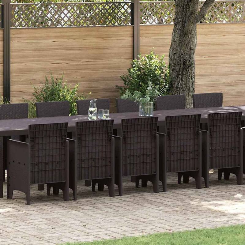 vidaXL Garden Dining Set 17 pcs Poly rattan - 157 x 39 x 29 - Brown version 1