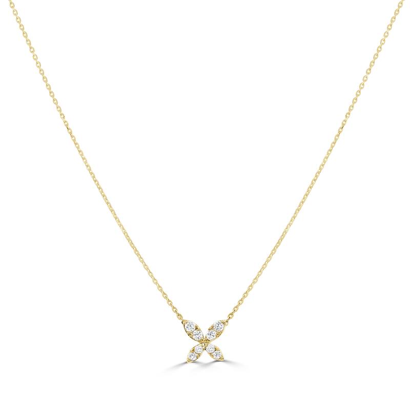 Joelle Collection 14K Gold Diamond Butterfly Necklace - Yellow