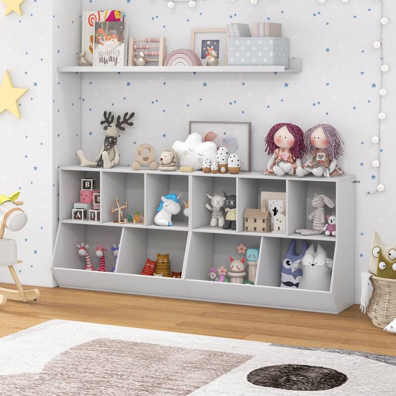 5-Cube Wooden Kids Toy Storage Organizer with Anti-Tipping Kits - 35.5" x 16" x 30"