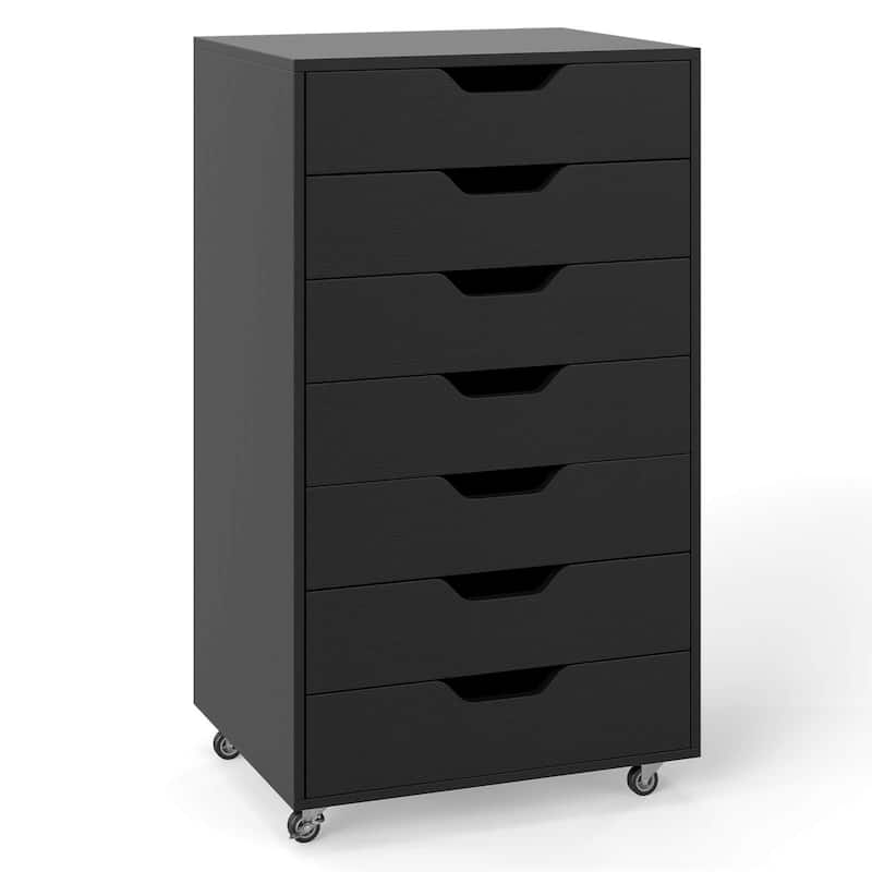 Costway 7-Drawer Chest Mobile File Cabinet Vertical Filing Organizer - See Details - Black
