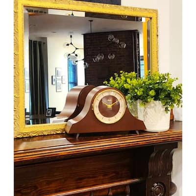 Vintage Style Quartz Chime Mantel Clock - 12" - Walnut Brown