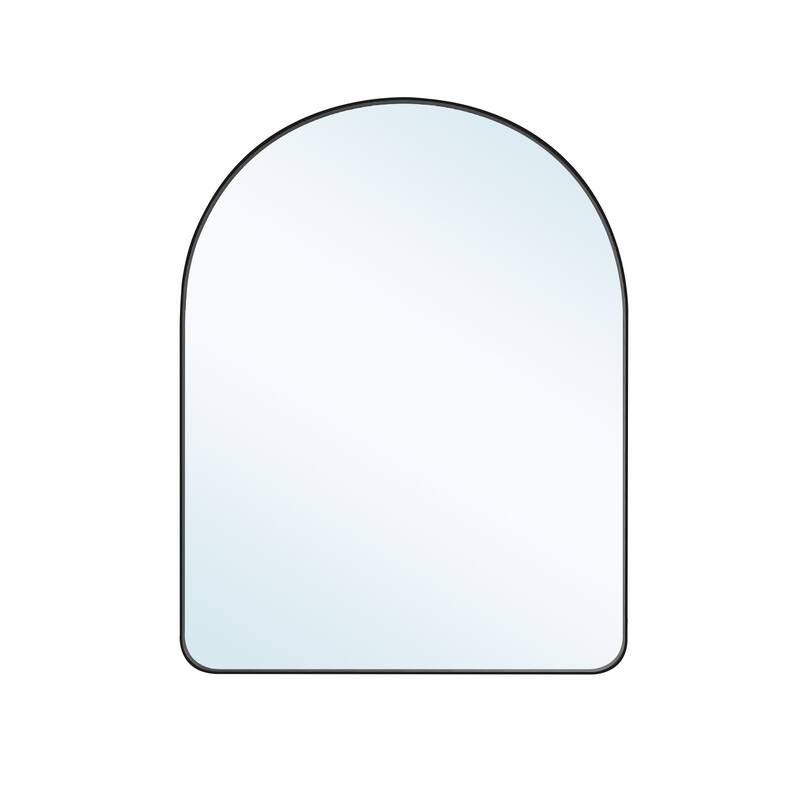 24 in./28 in. W x 36 in. H Bathroom Wall Mounted Arched Anodized Aluminum Framed Mirror
