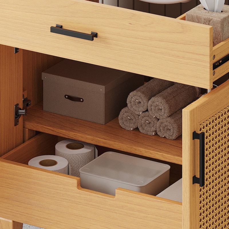 36"Bathroom Vanity with Sink, 2 Soft Close Doors and 3 Drawers, Free-standing Vanity with Wood Legs and Large Storage