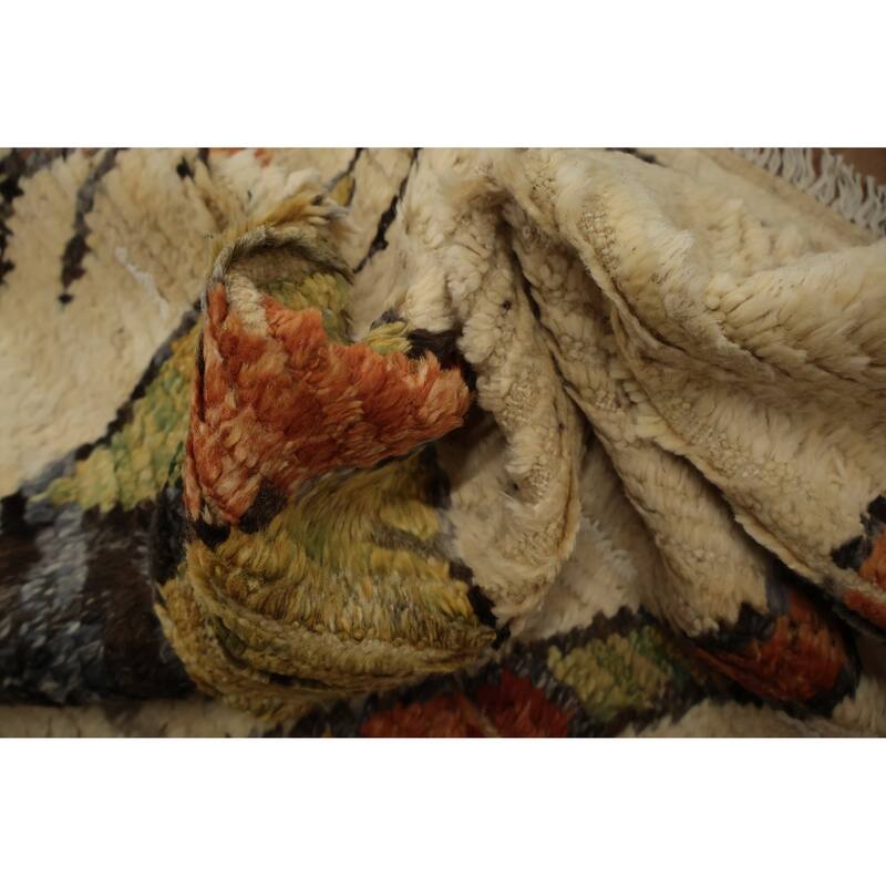 Hand Knotted Oriental 100% Wool Carpet Modern Tribal Beige & Ivories Moroccan Area Rug - 10' 3'' X 7' 0''
