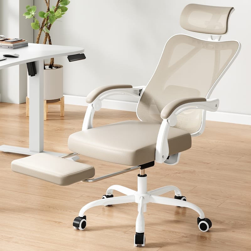 Ergonomic Office Chair with Footrest, Office Desk Chair with Headrest, High Back Computer Chair with Adjustable Lumbar Support