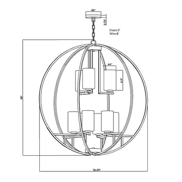 Orbit 9Light Antique Bronze Chandelier with Clear Glass Antique