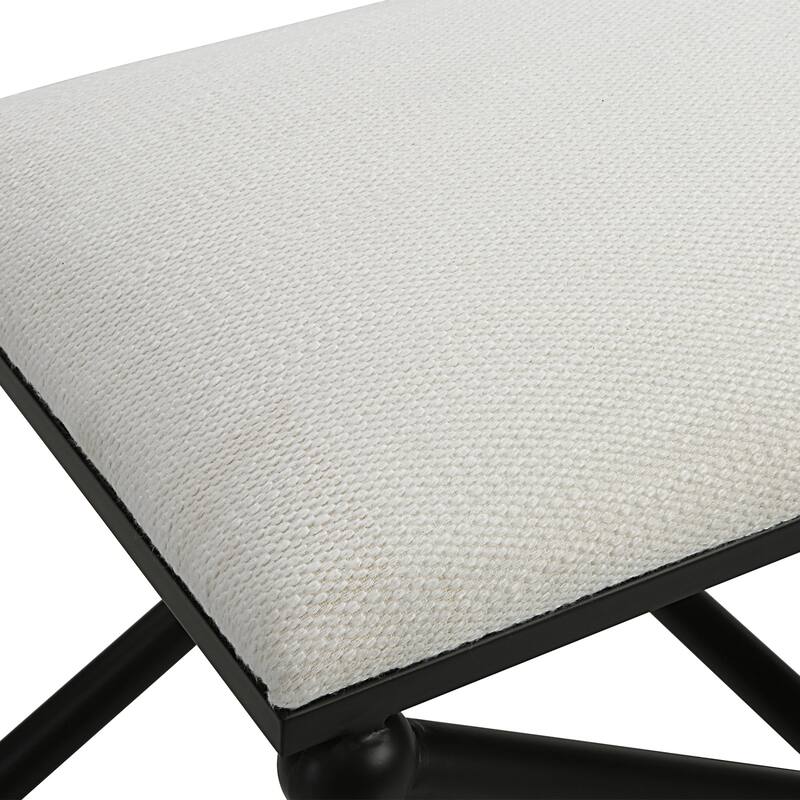 Small Upholstered Cushion Seat Bench - 24" - White and Black