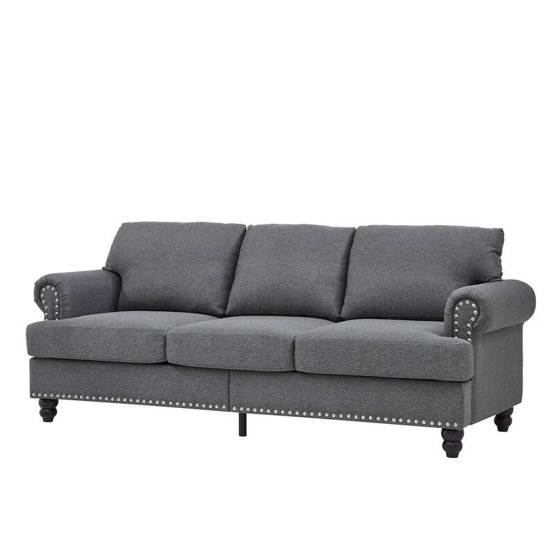 Classic Design Sectional Sofa Loveseat Couch with Pillow Back（Leather/Polyester)