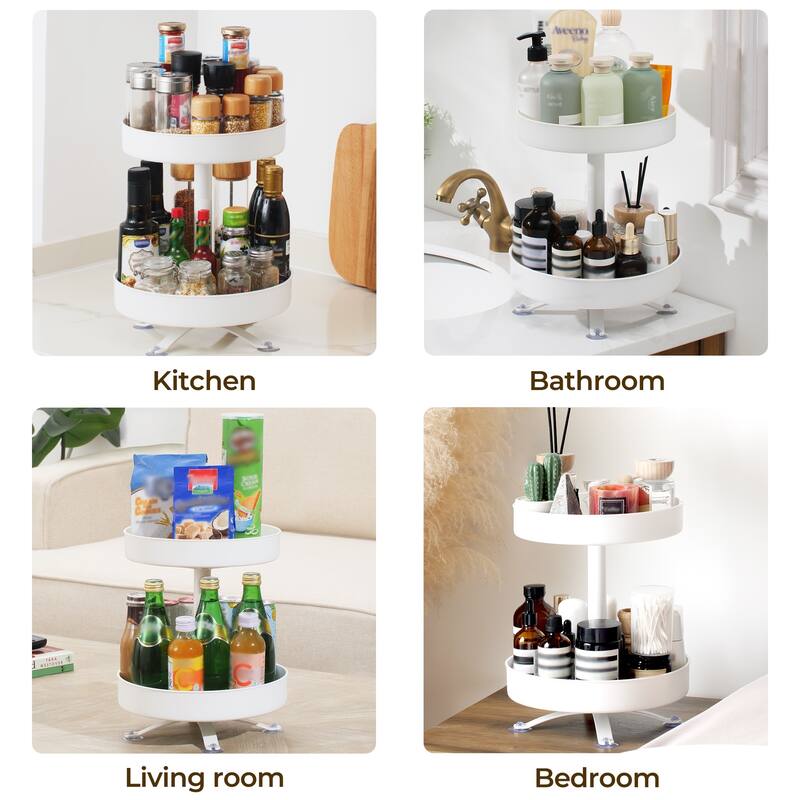 2 Tier Rotating Spice Rack, Kitchen Countertop Organizer
