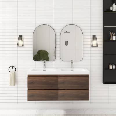 Angela 47 in.W x 19.5 in.D x 20.5 in.H Wall-Mounted Bath Vanity with White Cultured Marble Top