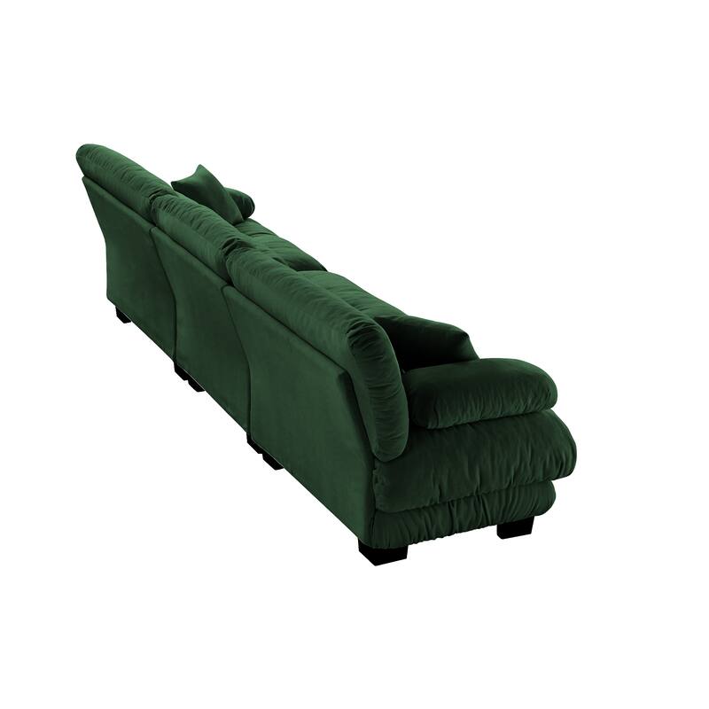 Rossetta 3-Seater Stylish Design Chenille Modular Sectional Sofa with Round Bolster Armrests