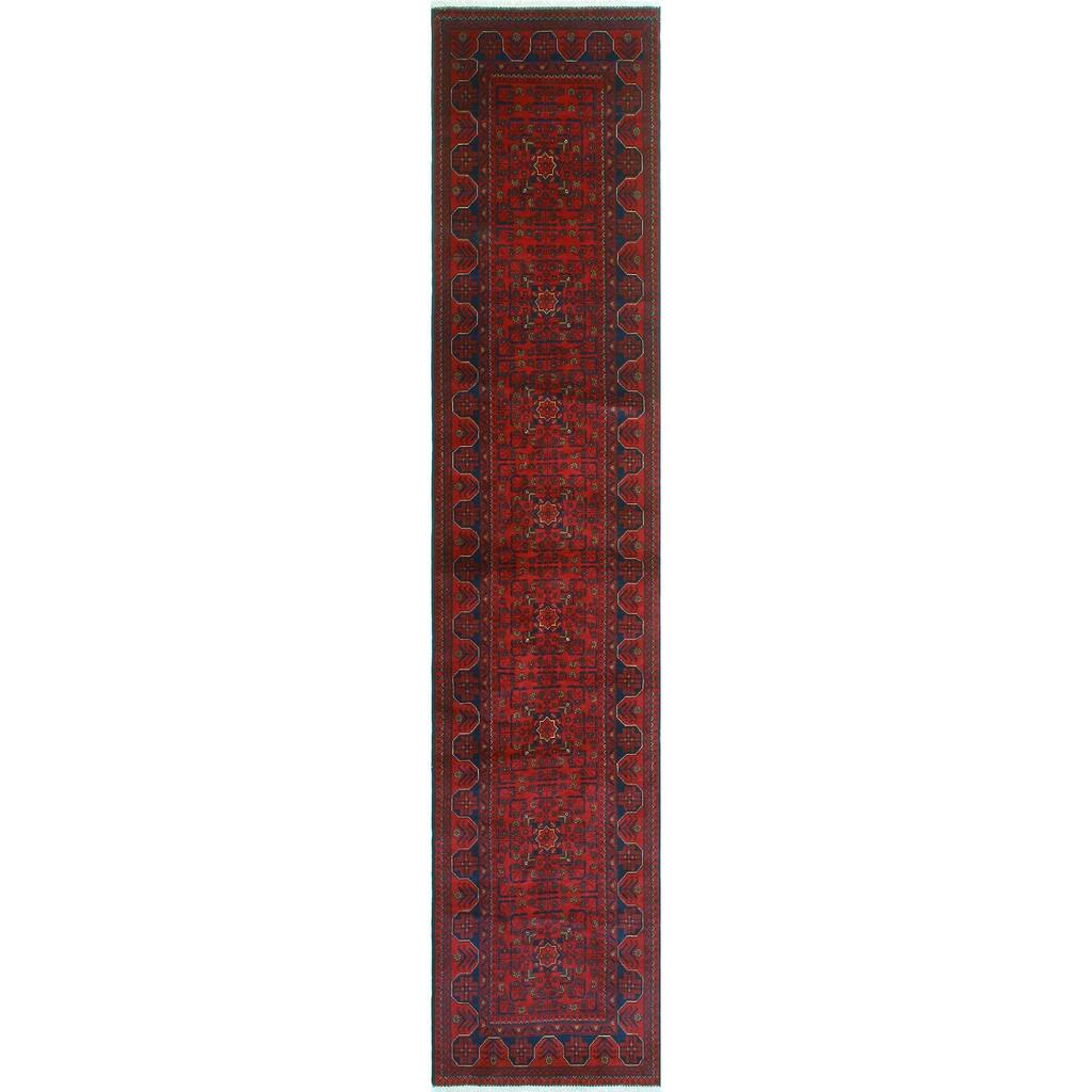 Khamyab Nigaar Red/Navy Runner - 2'7" x 12'9"
