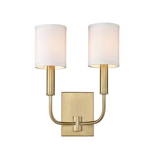 Aged Brass Modern Glam Traditional 2-light Wall Sconce with Shade