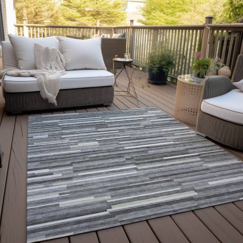 Machine Washable Indoor/ Outdoor Chantille Modern Stripes Rug