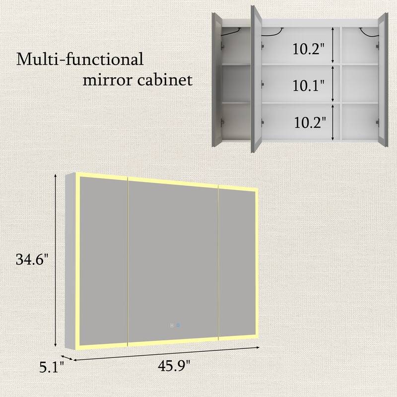 Eco-Friendly LED Light Mirror Adjustable FogResistant Storage Solution - 45.9"x34.6"