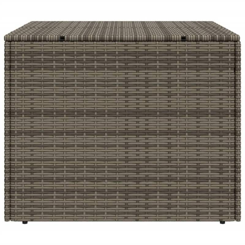 Outdoor Garden Storage Chest, Gray Poly Rattan, Powder Coated Steel
