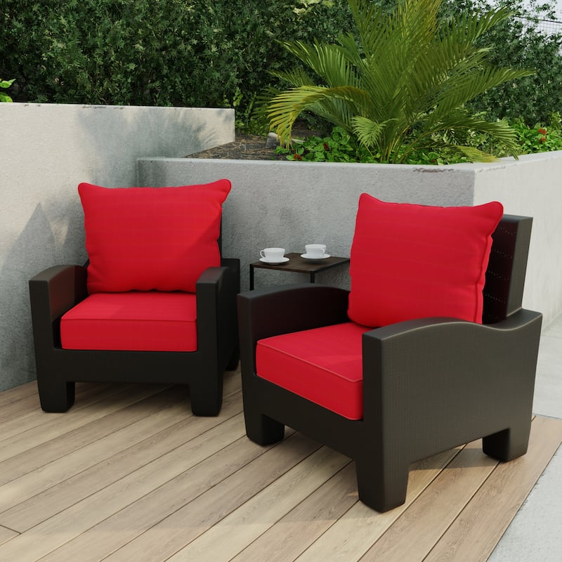 Sunbrella 24" x 47" Red Solid Outdoor Deep Seat Cushion Set with Welt - 46.5'' L x 24'' W x 6'' H - Canvas Jockey