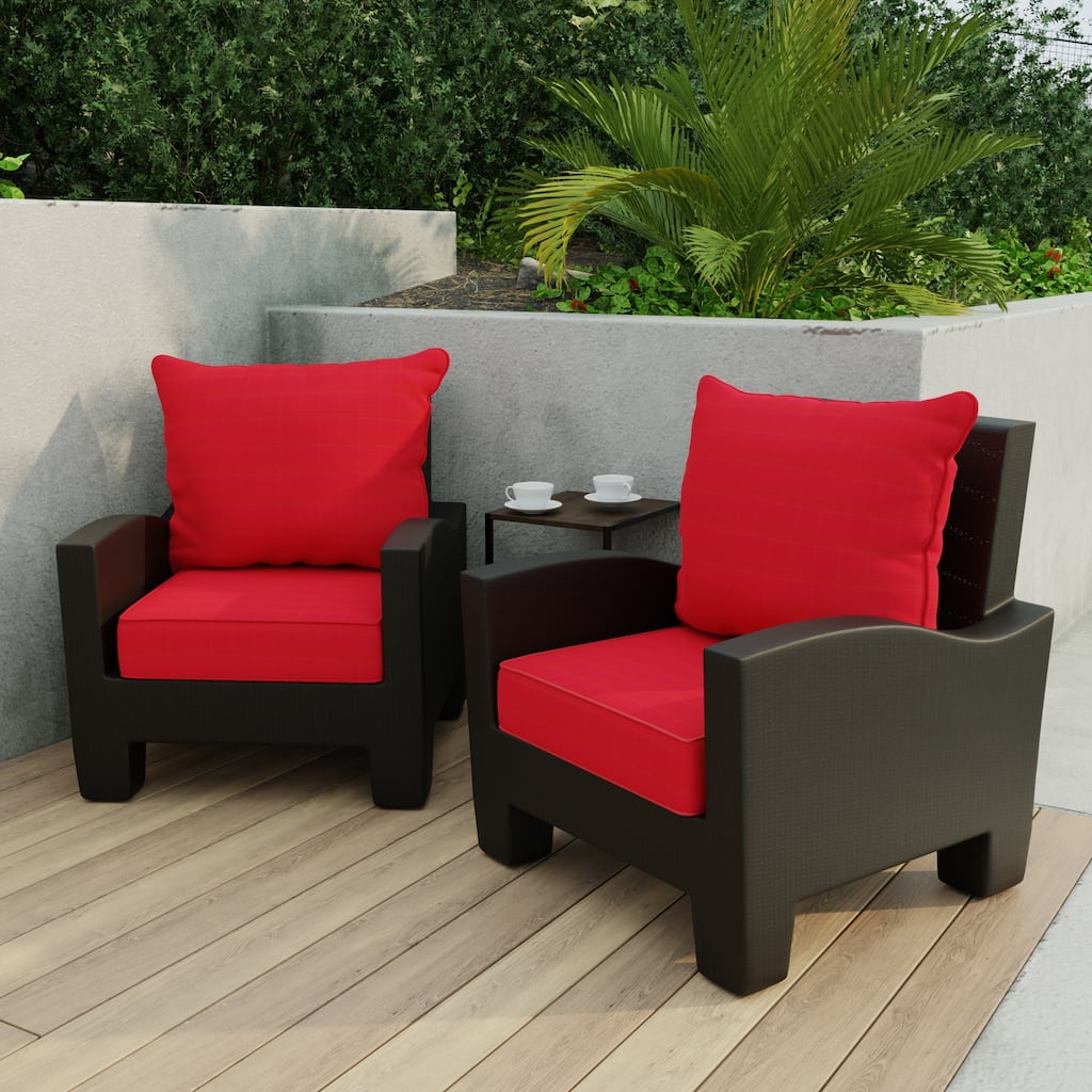 Sunbrella 24" x 47" Red Solid Outdoor Deep Seat Cushion Set with Welt - 46.5'' L x 24'' W x 6'' H
