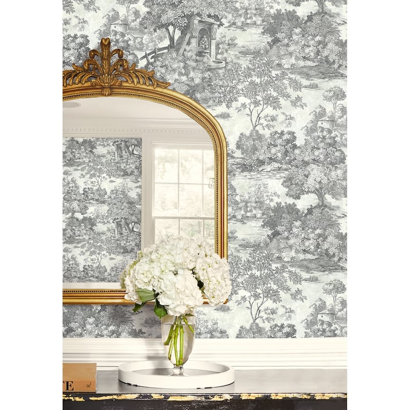 Seabrook Designs Morin Fountain Toile Unpasted Wallpaper