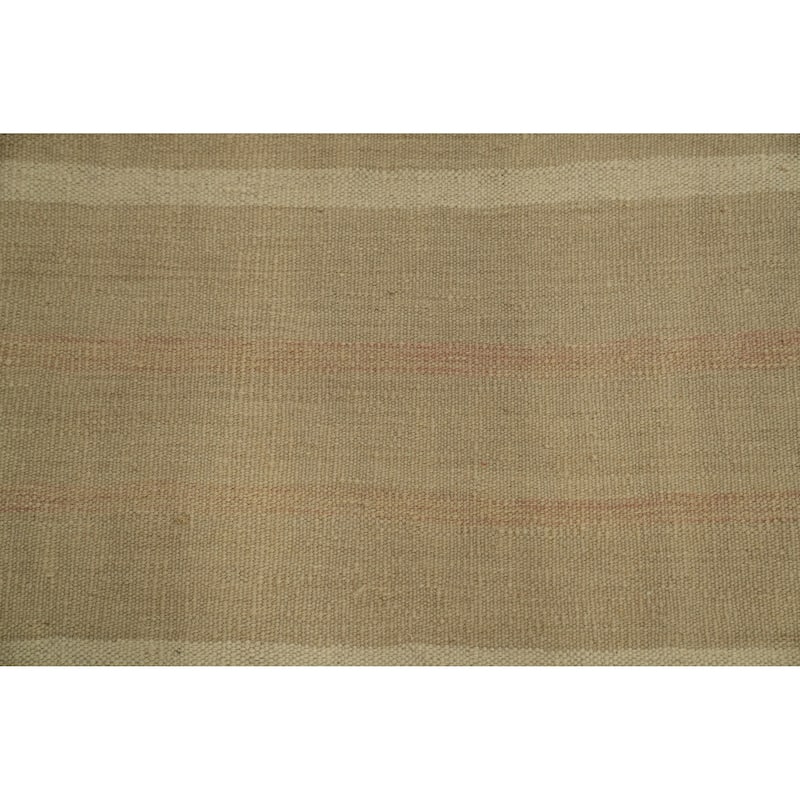 Hand Woven Oriental 100% Wool Carpet Southwestern Tribal Beige & Ivories Kilim Area Rug - 12' 8'' X 10' 2''