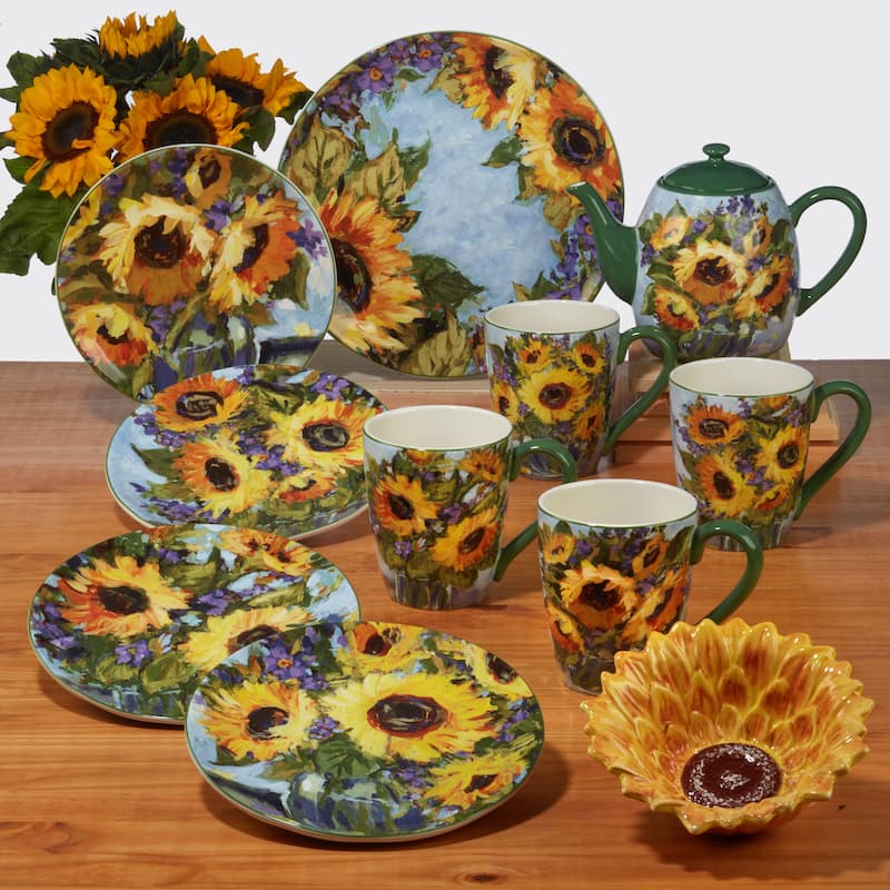 Certified International Sunflower Bouquet 3 piece Canister Set, 54 oz., 72 oz., 104 oz. - 54 oz., 72 oz., 104 oz.