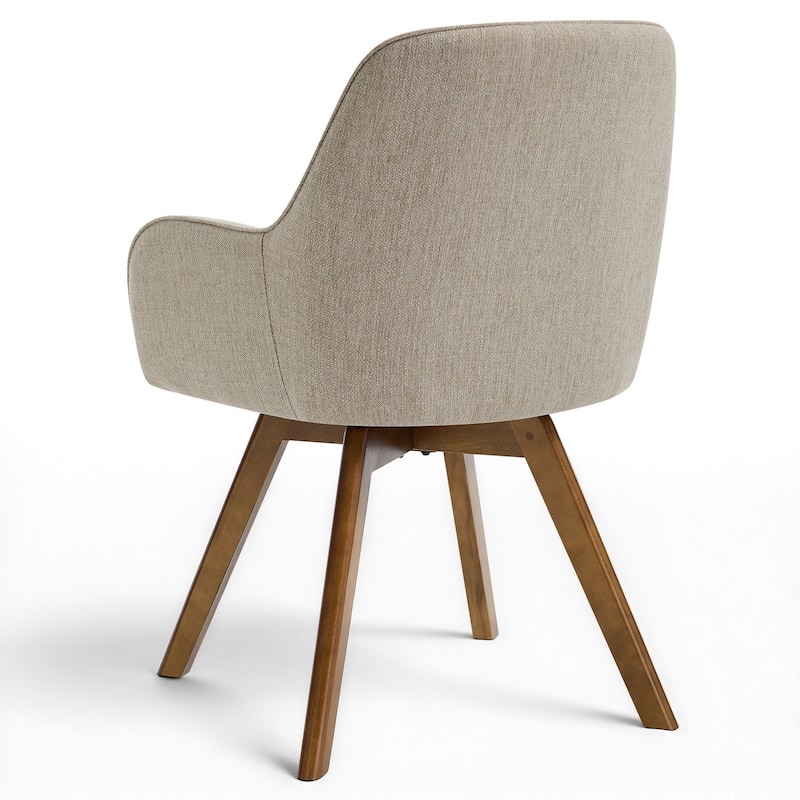 Swivel Upholstered Dining Chair Set of 2 Armchair with Beech Wood Legs - 33.3" H x 23.2" W x 22.4" D